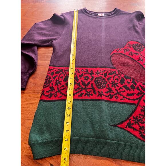 Mondi Women's Top Tunic Sweater Wool Blend Faux Bow Vintage 1980s Purple Red - Picture 6 of 8